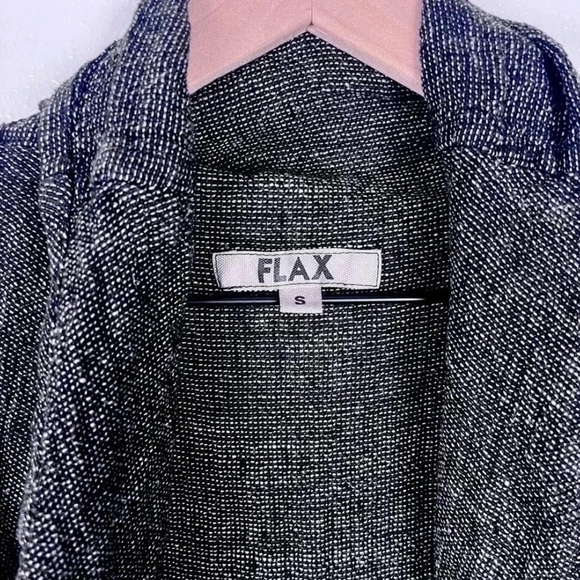 FLAX Women's Black and White Weave Sleeveless Duster/Long Vest SMALL - Picture 5 of 8